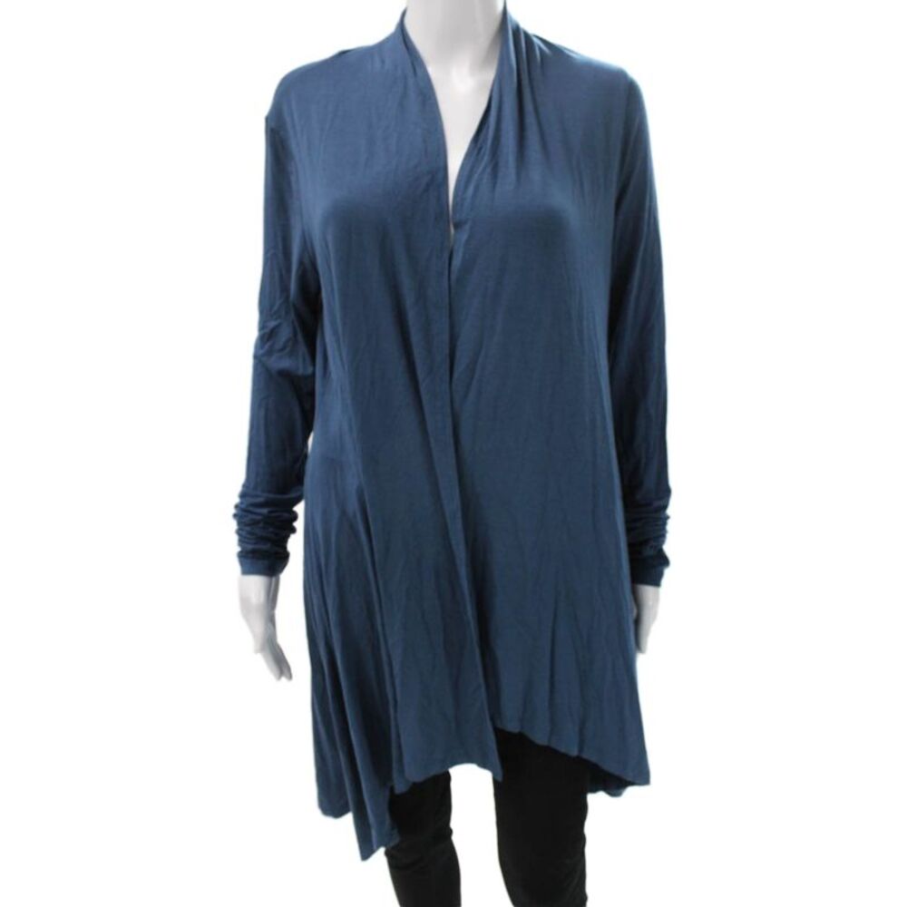Renee C. Women Cardigan V-Neck Blue Viscose Long Sleeve Size M